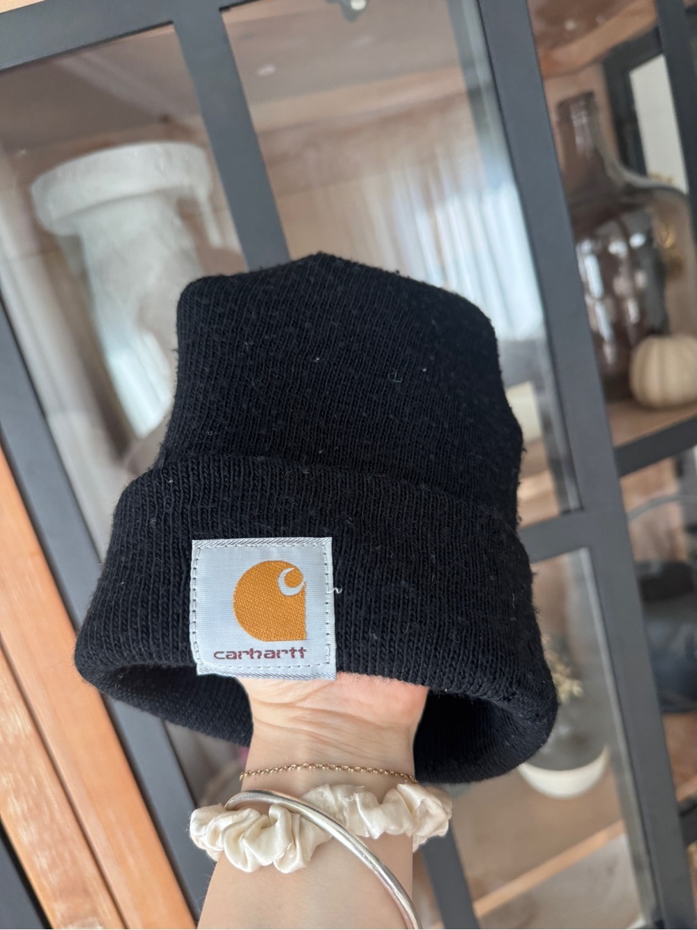 Carhartt knit beanie foldover unisex winter fall logo patch ribbed black
